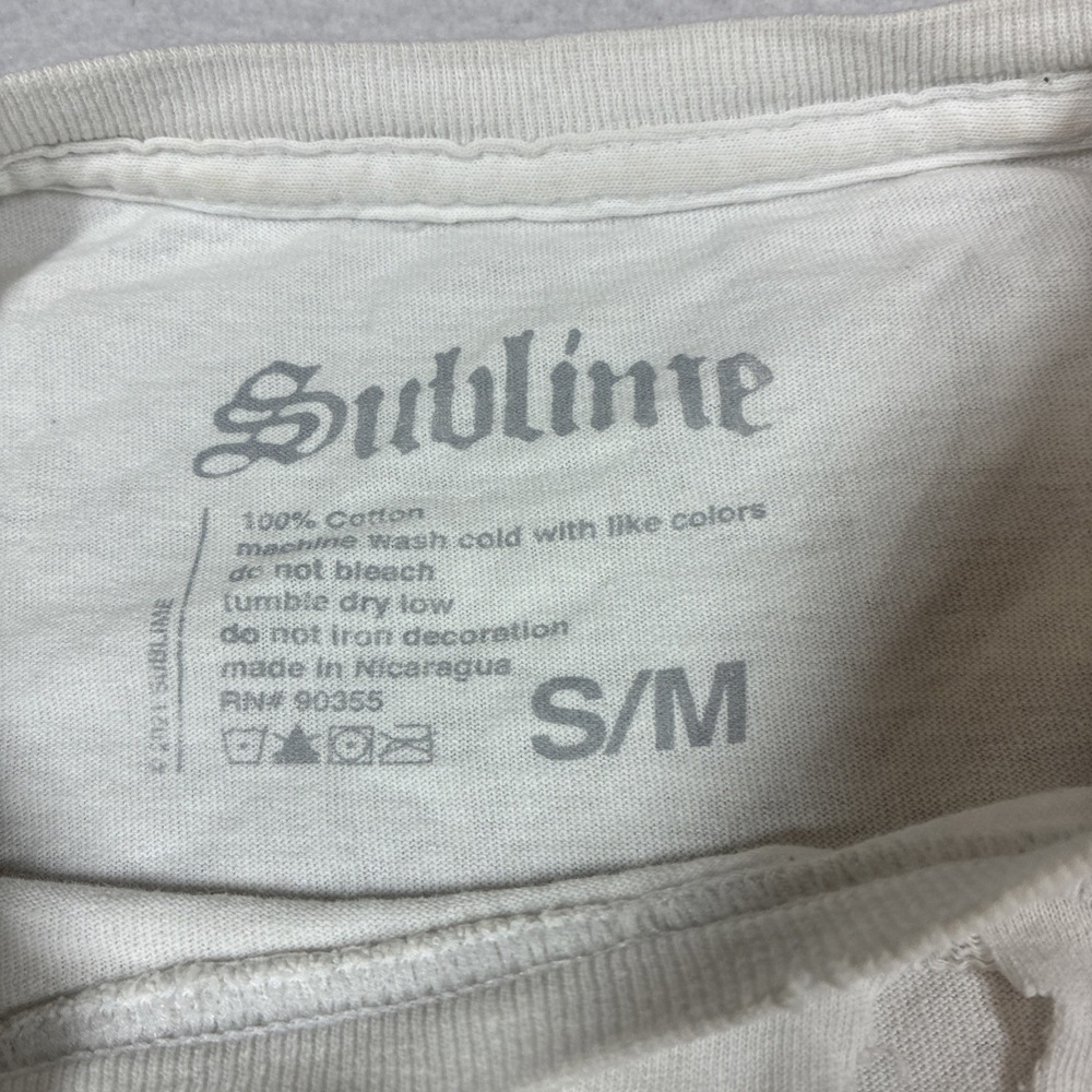 Sublime Distressed Long Beach Trippy Sun Face Vintage Style Short Sleeve Shirt - Picture 7 of 10